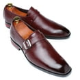 thumbnail image 3 of Santimon Men Single Monk-strap Shoes Formal Business Shoes Square Toe Dress Shoes Wine Red 11 US, 3 of 8