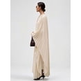 thumbnail image 5 of Apricot Pleated Chiffon Maxi Dress With Batwing Sleeves Round Neck Flowy Elegant Vacation Party Dress, 5 of 7