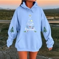 thumbnail image 2 of Telankuip Christmas Hoodies Sweatshirts for Women Cute Letter X-Mas Tree Drawstring Pullover Hoodies Oversized Drop Shoulder Cozy Long Sleeve 2025 Xmas Holiday Hooded Tops Light Blue S, 2 of 4