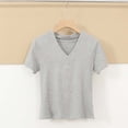 thumbnail image 2 of cfhntfmh Women's Cropped T-Shirts Short Sleeve V Neck Loose Fit Summer Tee Shirts Casual Plain Tops Trendy Clothes, 2 of 6