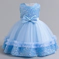 thumbnail image 2 of Yanlir Robe en Tulle à Paillettes pour Fille Sans Manches à Col Rond, Robe de Fête Scintillante, Tenue d'Été à la Mode pour Enfants, Style Princesse, Respirante, Tenue Décontractée pour les Vacances (Bleu, 3-4 Ans), 2 of 8