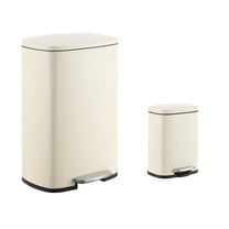 happimess Connor Rectangular 13.2-Gallon Trash Can with Soft-Close Lid and FREE Mini Trash Can, Limestone Beige, HPM1006F