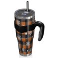 thumbnail image 2 of 40oz Tumbler,Orange and Black Plaid Christmas Snowflake Pattern Insulated Tumblers with Removable Handle,Stainless Steel Double Vacuum Coffee Tumbler Cup with Straw for Home,Office,Travel,Party, 2 of 5