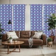 thumbnail image 2 of Ambesonne Ikat Window Curtains, Tribal Abstract Ogee Shapes, Each 28" W x 84" L, Purple Sky Blue and Pink, 2 of 5