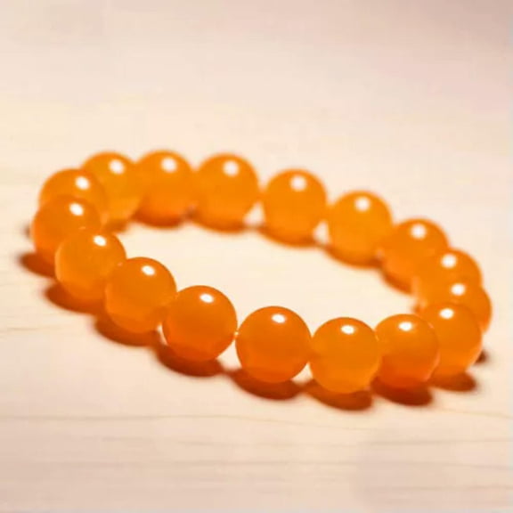 K-KED Natural 6/8/10/12mm Multicolor Round Gemstone Beads Elastic Bracelet 7.5''-Orange Topaz-6mm