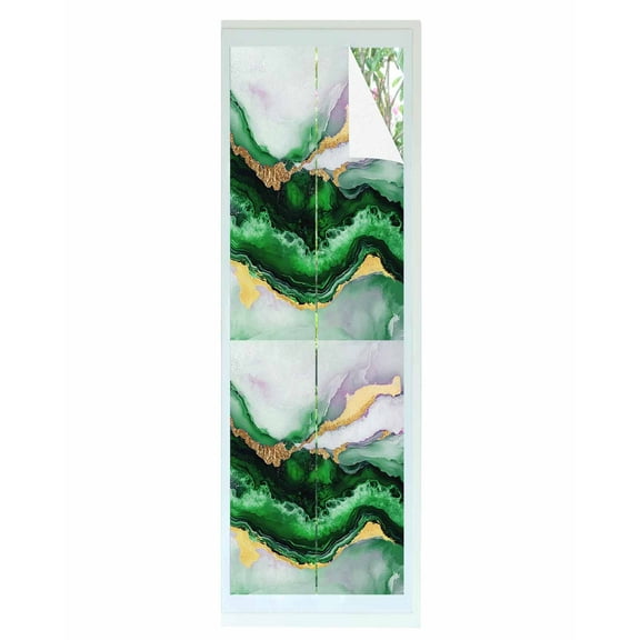 Window Privacy Film Modern Marble Stained Glass Window Film Decorative Sun Block Window Cover Teal Ombre Abstract Art Waves Texture Window Clings Static Adhesive Sticker for Bathroom 29.5"x118"