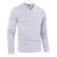 thumbnail image 4 of Big and Tall Shirts for Men Male Autumn And Winter Long Sleeve V Neck T Shirt Pure Solid Color Bottoming Shirt Men T Shirts Graphic Mens Long Pack for Packs 6xl Big Tall Mens S, 4 of 5