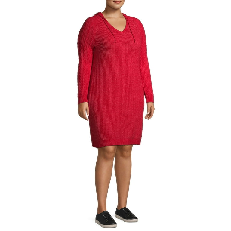 No Boundaries Juniors' Plus Size Hooded Sweater Dress 