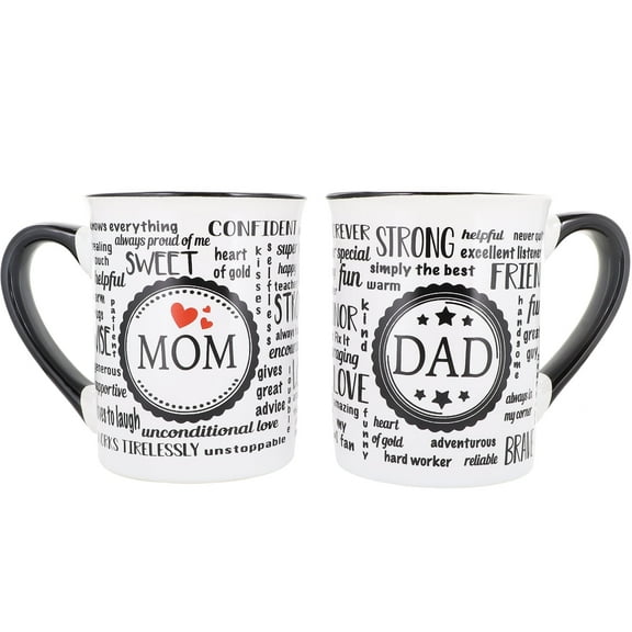 Cottage Creek 16 oz Ceramic Mom and Dad Mugs, Set of 2