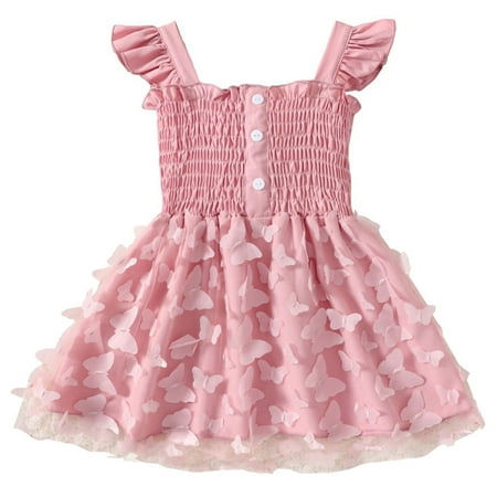 WIBACKER Toddler Tutu Dress Baby Girls Butterfly Fluffy Summer Dresses Casual Party Tulle Sundress for Kids 1-5Y
