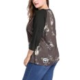 thumbnail image 4 of BluTop Floral Cuello Redondo Y Mangas Raglán 3/4 TalGrande PaMujer Café 3XL, 4 of 6