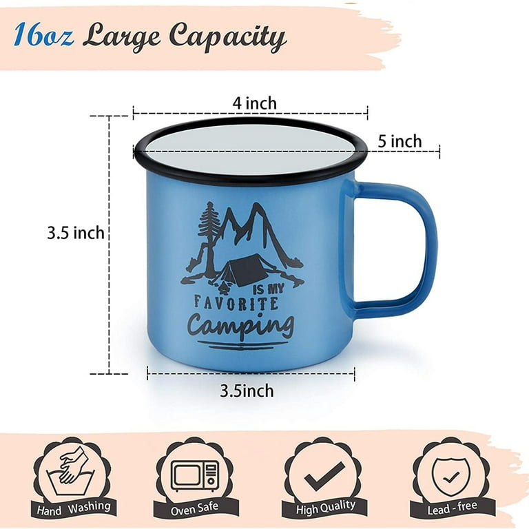 P&P CHEF Enamel Camping Coffee Mug Set of 6, Small Colored Mugs