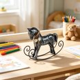 thumbnail image 5 of Distressed-style Wooden Rocking Horse Ornament -style Tabletop Decor Nostalgic Bookshelf Accessory Handcrafted Piece And Holiday Gift, Farmhouse Garden Home Office Desk Decor, 5 of 6