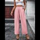 thumbnail image 4 of Pantalones Casuales para Mujer, Holgados, con Cordón, Cintura Alta, Pierna , para Playa y Bolsillos. Rosa XXL, 4 of 9