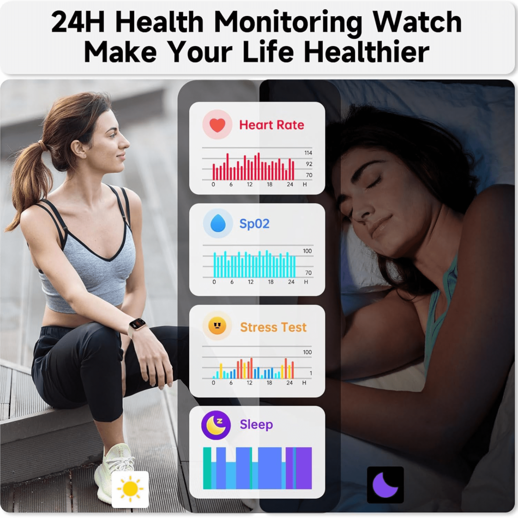 Smart Watch for Women and Men Compatible with Android and iOS, 1.83" HD Touchscreen Smartwatch with Alexa Built-in, Bluetooth Calling, IP68 Waterproof, 120+ Sports, Pink