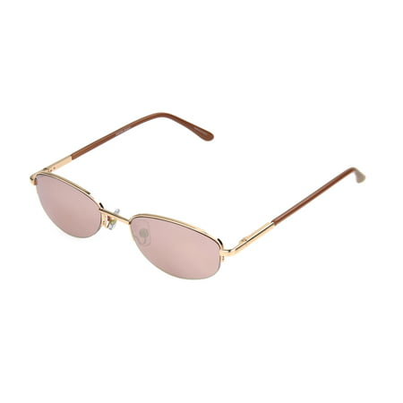Foster Grant Women's Rose Gold Mirrored Narrow Oval Sunglasses