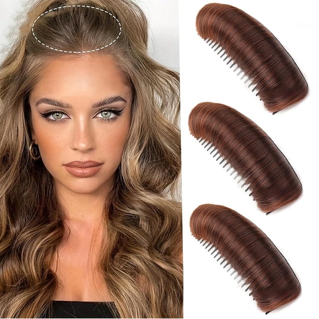 Almohadilla para el cabello esponjosa invisible, almohadilla para la cabeza con forma de bocanada, almohadilla para el cabello esponjosa invisible, pinza para el cabello sintética, para realzar el cab