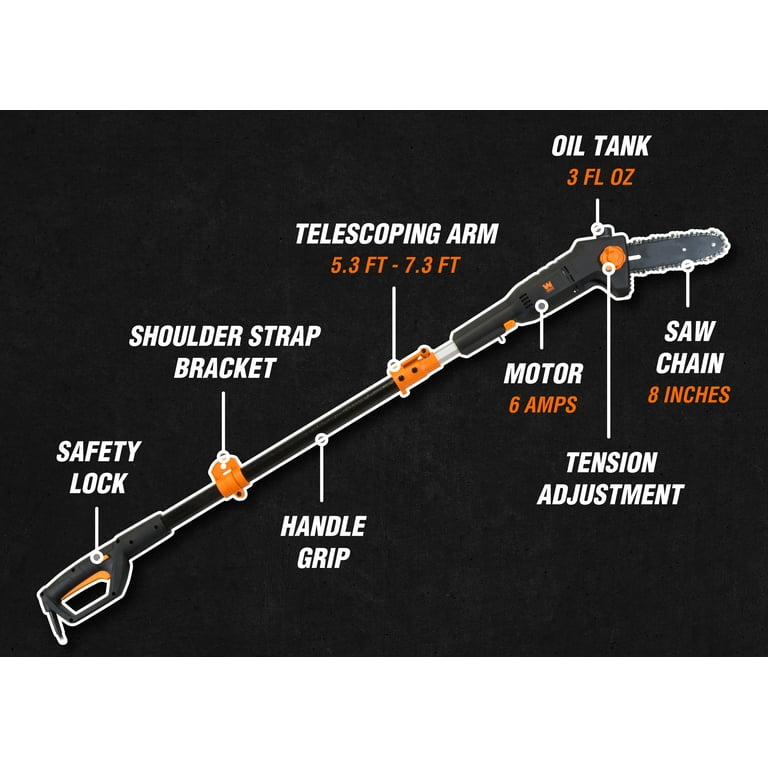 WEN 6-Amp Corded Power Tree Trimming 8-Inch Electric Pole Saw with