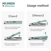 MR.Green Ultra Thin Nail Clippers German Precision Manufacturing Technology Nail Cutters with Cow Leather Cover Superior Texture (Light Grey)