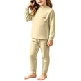 thumbnail image 6 of QSXADF Kid's Fall/Winter Fuzzy Casual Fleece Set Graphic Long Sleeve Tight Letter Thermal Top Pant 2 Piece Set For Home Wear Children Clothing Set, 6 of 8