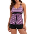 thumbnail image 2 of Gaecuw Tankini Set for Women 2 Piece Bathing Suits Set for Women Sleeveless Swimwear Top High Waisted Boyshorts Briefs Swim Bottom Slip On Closure Swimsuits Striped Print Bathing Suits Beachwear, 2 of 6