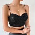 thumbnail image 2 of RYRJJ Womens Summer Lace Bustier Mesh Floral Embroidery Vintage Spaghetti Strap Corset Going Out Party Camisole Crop Top 01#Black L, 2 of 9