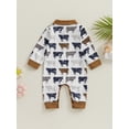 thumbnail image 4 of Wassery Western Baby Boy Fall Clothes 3 6 12 18 Months Infant Cow Print Long Sleeve Button Polo Romper Jumpsuit One Piece Outfits Cowboy Country Clothing 0-18M, 4 of 9