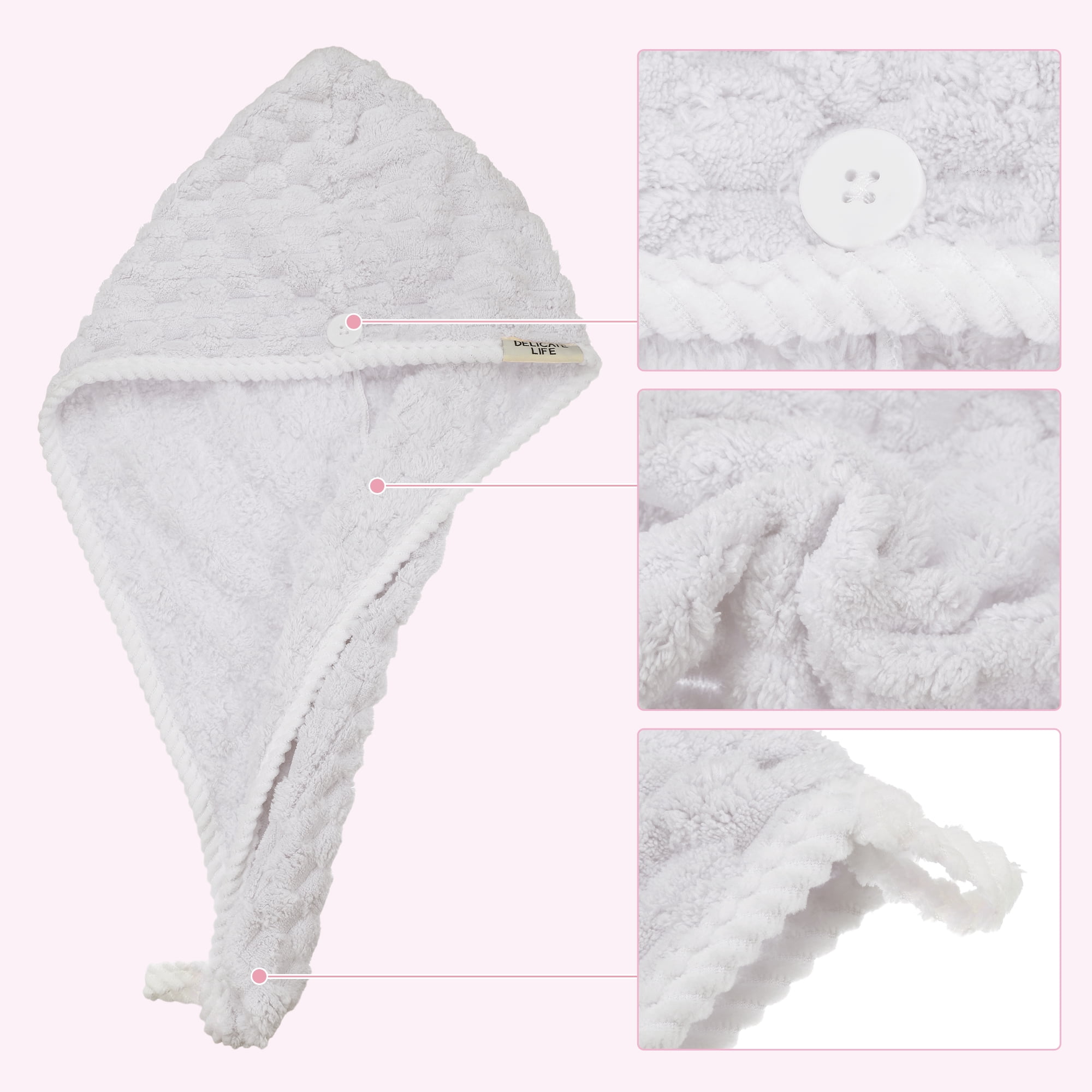 Unique Bargains Quick Drying Towel Cap Coral Fleece Hair Drying Towel Dry Cap Gray