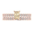 thumbnail image 2 of Clara Pucci 18K Rose Gold Emerald Cut 0.5Ct Natural Morganite Engagement Ring + Matching Band - Luxury Box Included, 2 of 7