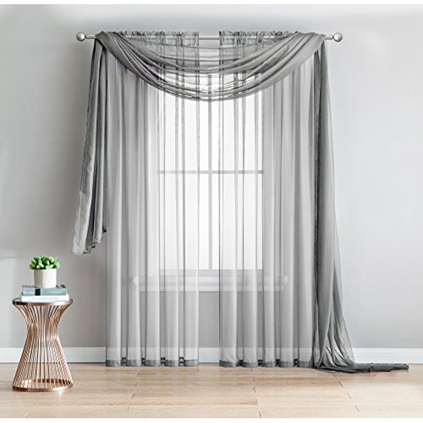 Amazing Sheer 2Piece Rod Pocket Sheer Panel Curtains Fabric Sheer