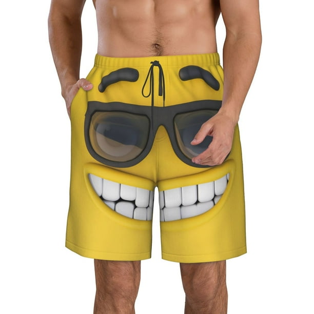 Fotbe Smiling With Sunglasses Trajes de Baño Estampados para Hombre, Shorts de Verano de Secado Rápido, Ropa de Playa, Bañadores-Large
