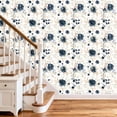 thumbnail image 3 of Navy Blue Floral Peel and Stick Wallpaper Self Adhesive Removable Thick Vinyl Watercolor Botanical Flower Gold Line Accent for Bedroom Bathroom Living Room Accent Wall 17.7" × 118", 3 of 16