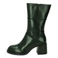 thumbnail image 2 of FSJ Women Classic Round Closed Toe Mid Calf Boots Chunky Block Low Heel Side Zipper Dressy Versatile Booties Shoes Size 11 Green, 2 of 4