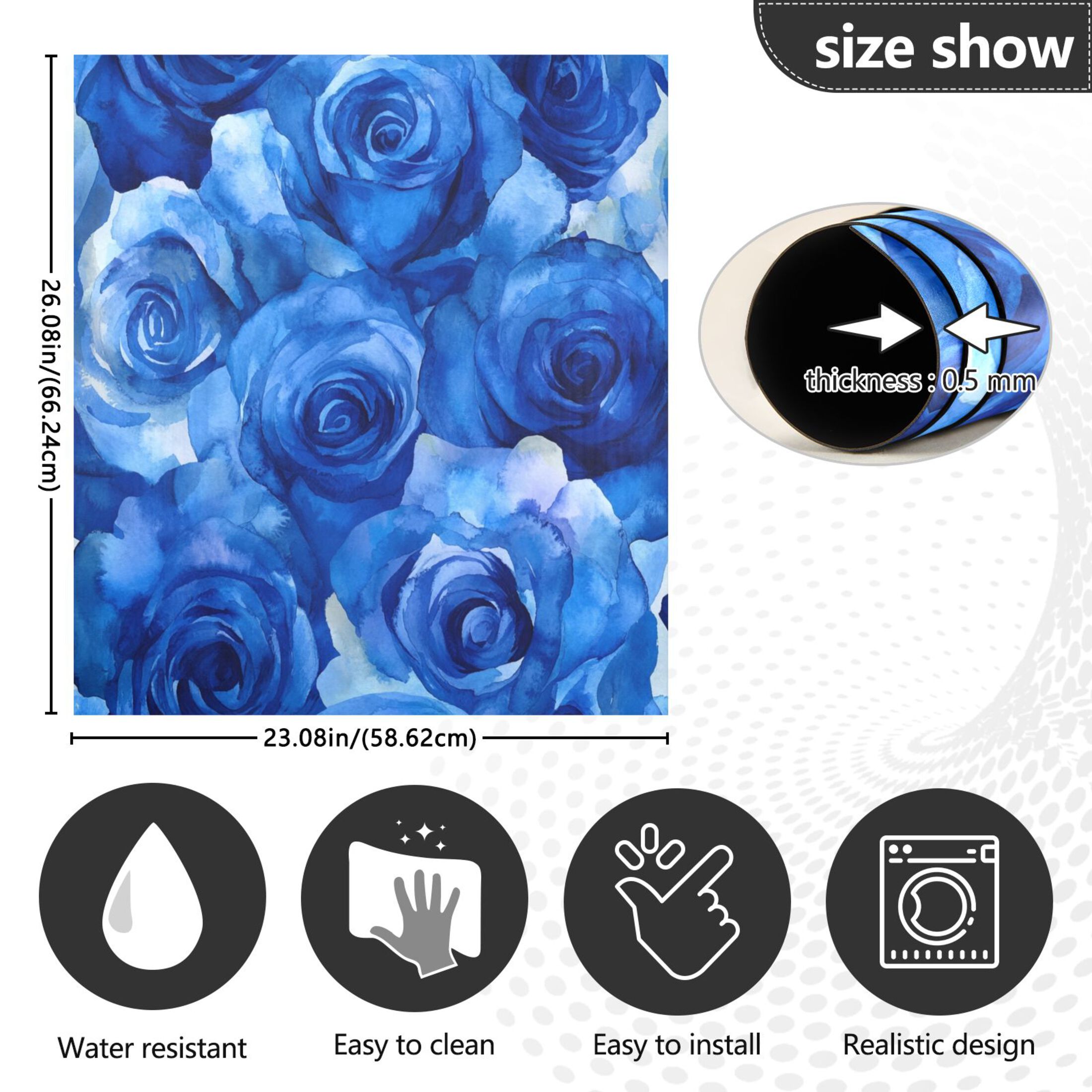 Dishwasher Magnetic Sticker 23x26 Inch Refrigerator Magnetic Sticker Washing Machine Magnetic Sticker Kitchen Panel Magnetic Sticker Home Decor Cartoon Blue Roses