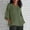 Army Green, variant on Women's Summer Fashion Cropped Sleeves Round Neck Cotton Line Loose Shirt Blouse