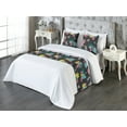 thumbnail image 3 of Nature Life Bed Runner Set, Colorful Design Exotic Illustration With Jungle Boho Flowers Print, Decorative Bedding Scarf & 2 Pillow Shams for Hotels Homes, King, Mustard and Pastel Pink, by Ambesonne, 3 of 3