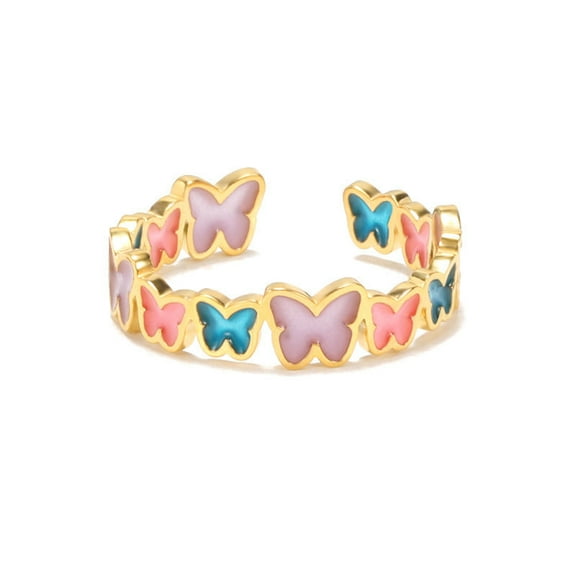 Luminous Butterfly Heart Ring: Adjustable Copper Ring, Fashion Jewelry for Women, European and American Style, Glowing Irregular Design