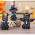 thumbnail image 2 of 1-Piece Mysterious Cat Statue, Sheep Horn, Black Decorative Resin Craft Ornament, Halloween Garden Ornament, Altar Guardian, 2 of 5