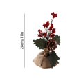 thumbnail image 2 of Mini Artificial Tabletop Christmas Plant Ornament, Compact Holiday Centerpiece Decor, Tiny Faux Greenery Display for Mantel Shelf Coffee Table Indoor Winter Xmas Home Furnishing, 2 of 5