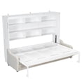 thumbnail image 6 of Euroco Queen Size Murphy Bed with Storage Shelves and LED Light, Heavy Duty Wall Bed with Folding Sofa, Beige, 6 of 16