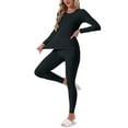 thumbnail image 4 of INSPIRE CHIC Women's Easter Thermal Underwear Sets Long Sleeve Shirt with Leggings Cold Winter Base Layer Pajamas Set M Black, 4 of 6