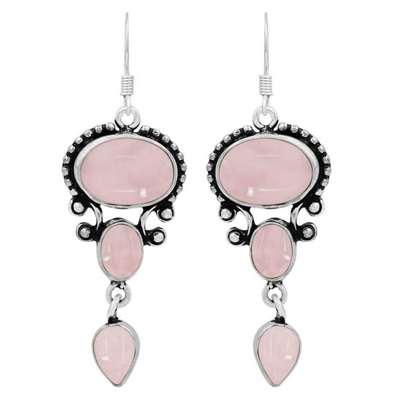 Rose Quartz Dangle Earrings For Women, Earrings With Pink Stone Jewelry Mother's Day Gifts For Mom Wife