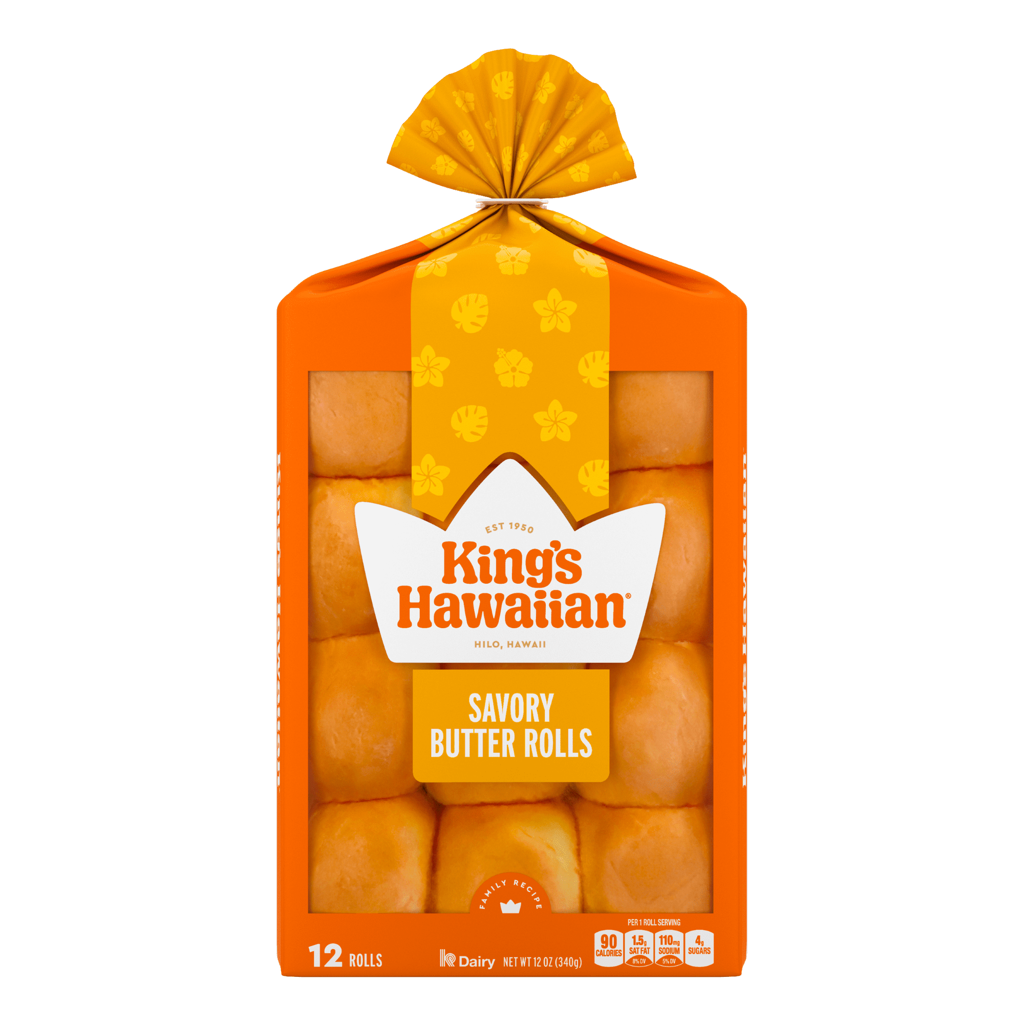 King's Hawaiian Savory Butter Rolls 12 Count, 12 oz, Shelf-Stable