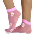 thumbnail image 3 of ToBeInStyle Women's Flower Design Sheer Anklet Fashion Socks - Neon Pink, 3 of 6