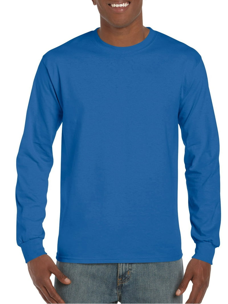 Gildan Men's Ultra Cotton Long Sleeve T-Shirt 2-Pack - White & Royal Blue, Size X-Large