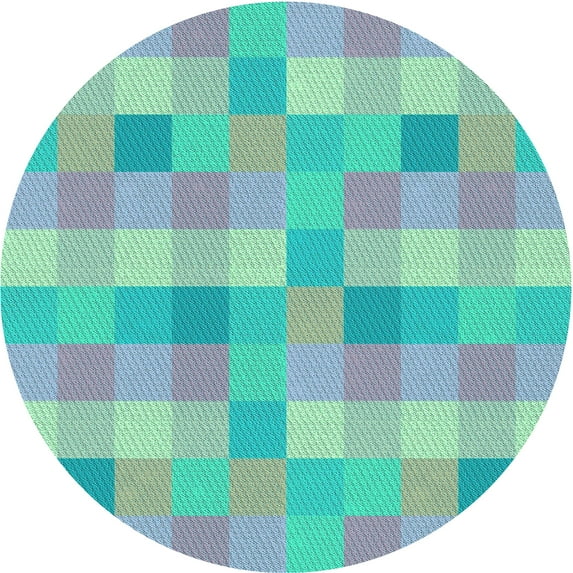 Ahgly Company Machine Washable Indoor Round Transitional Blue Koi Blue Area Rugs, 8' Round
