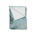 thumbnail image 2 of Mermaid Soft Flannel Fleece Throw Blanket, Sleeping Girl Design Wavy Hair Hand Drawn Effect Grungy Backdrop, Cozy Plush for Indoor and Outdoor Use, 70" x 90", Pale Blue Dark Teal, by Ambesonne, 2 of 5