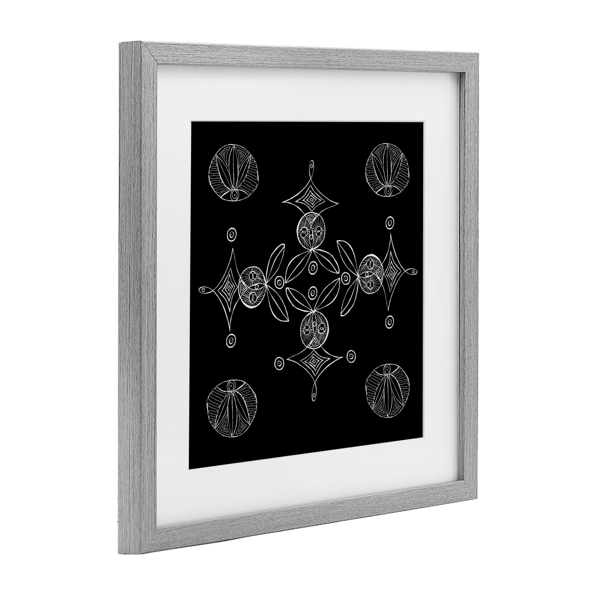 Stupell Industries Simple Monochrome Fractals Gray Framed Print Under Glass, design by El Perkin