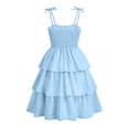 thumbnail image 6 of Piuwrlz Girls Back to School Dresses Uniform Preppy Dress Comfortable Bow-knot A-Line Princess Skirts Blue Size 5 T, 6 of 10