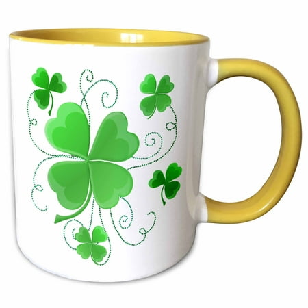 

3dRose This design is of some lucky Shamrocks just in time for St Patricks Day - Two Tone Yellow Mug 11-ounce